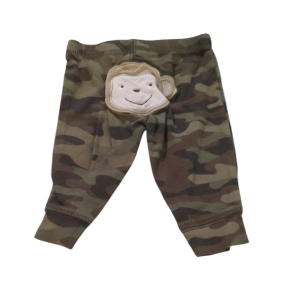6/$15 Carter’s Baby Boy Camo Pull-On Jogger Pants /Monkey Back Appliqué Size 3 M